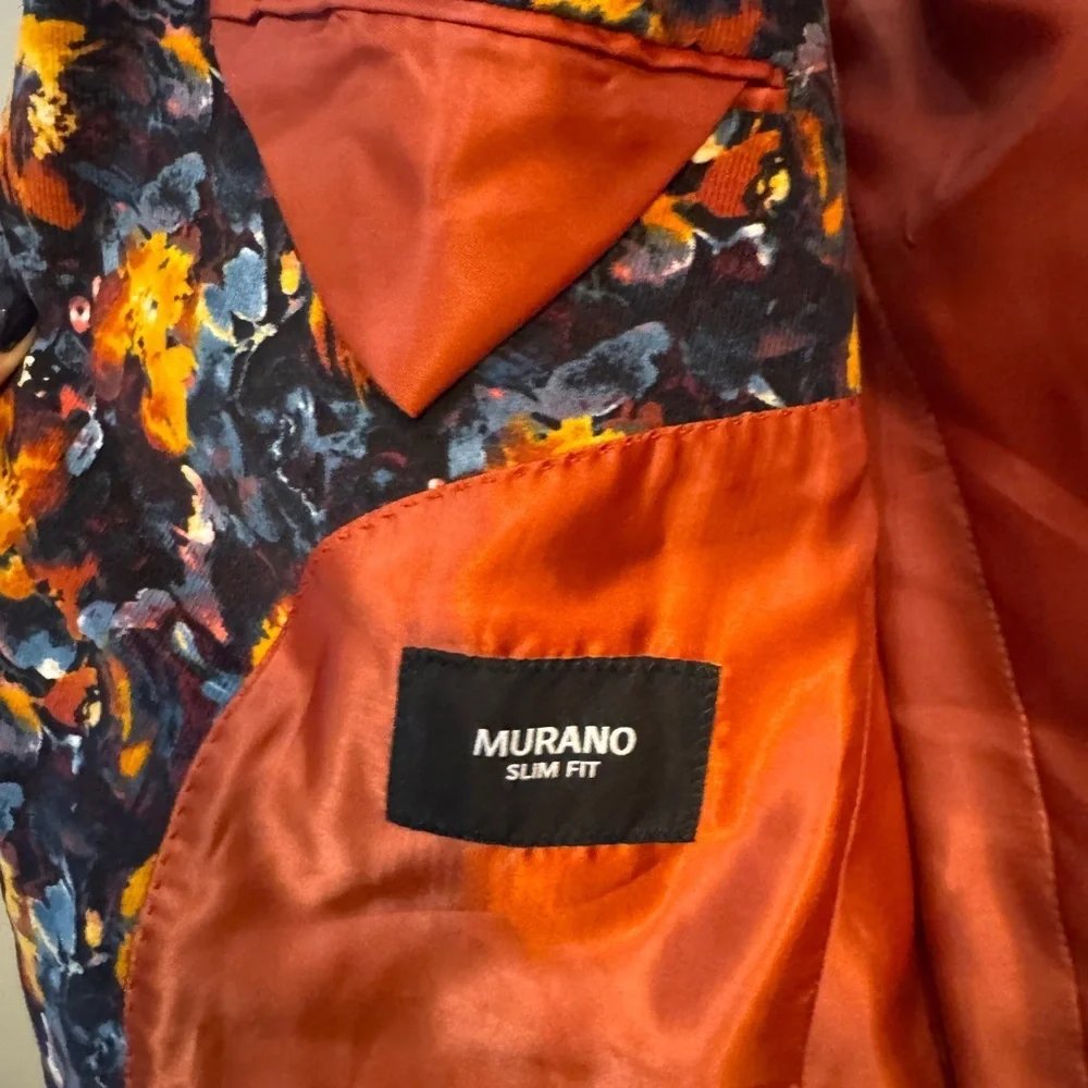 Murano Ancient Renaissance Collection Slim Floral Print Corduroy Blazer Size L
